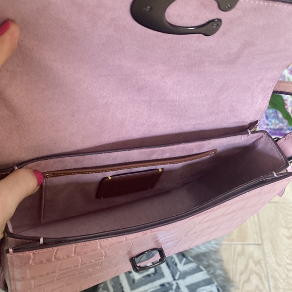 Coach pink embossed croc studio shoulder crossbody bag - Picture 4 of 13